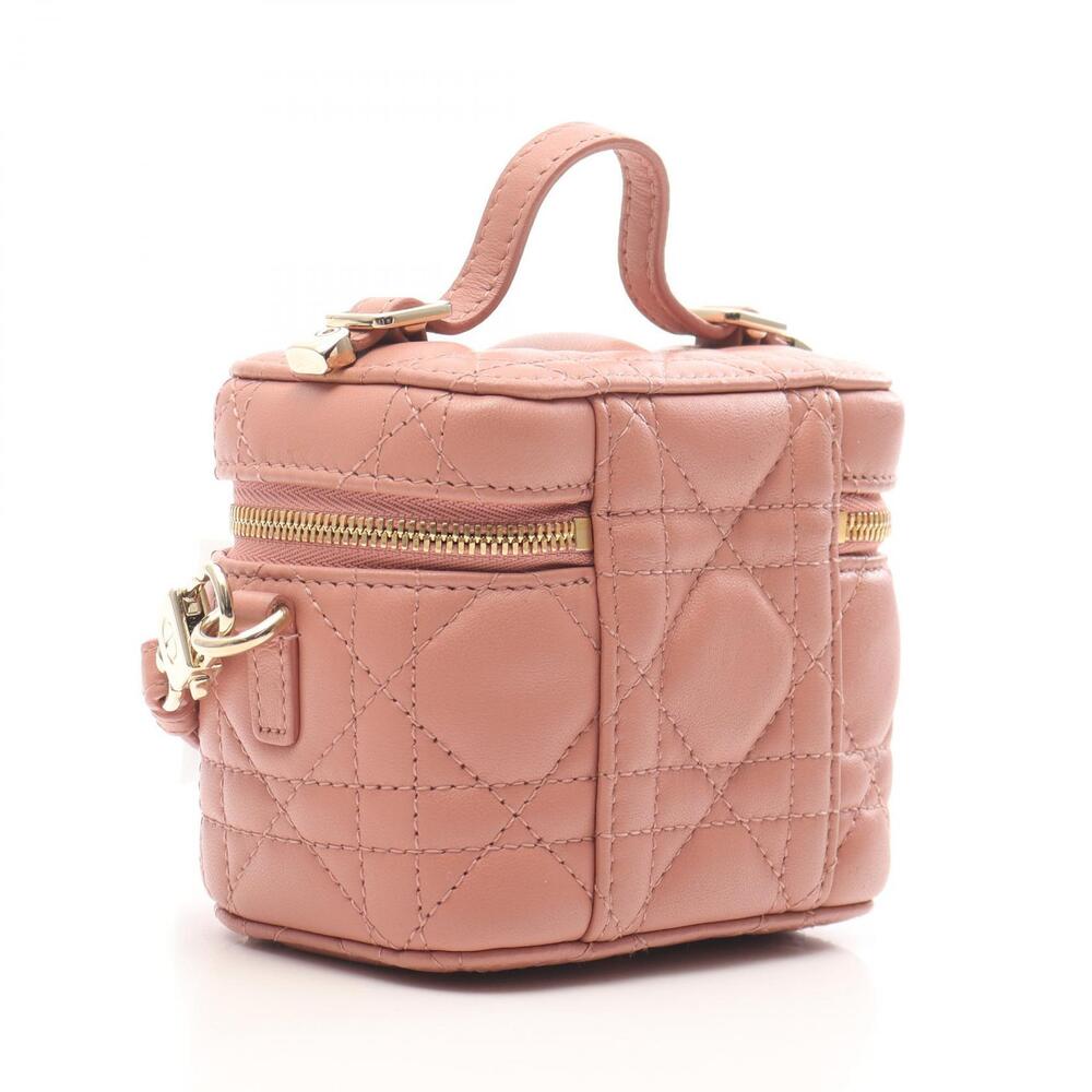 Dior Lady Vanity Cannage Handbag Leather Pink